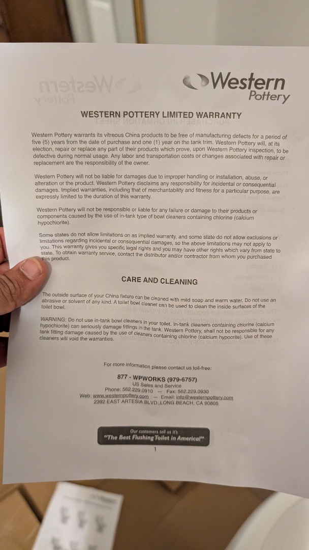 It was a pleasure getting this Western toilet installed for these wonderful customers