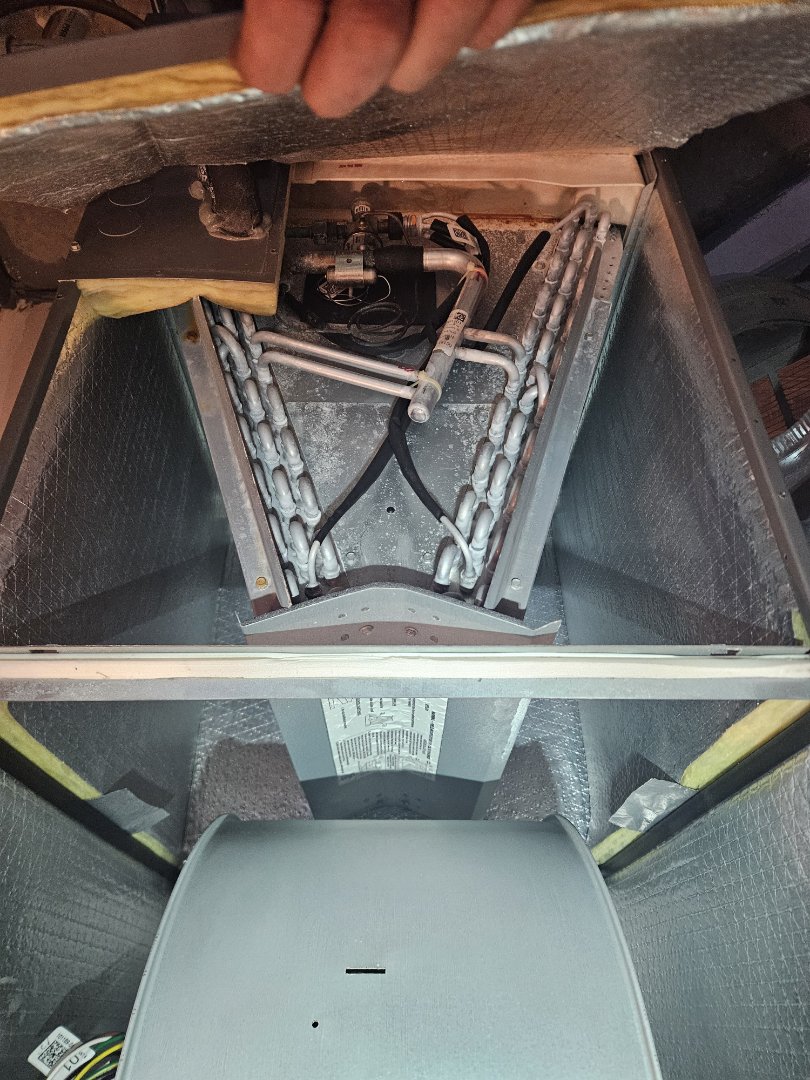 came to do the fall maintenance on a Lennox split heat pump.  found system low in refrigerant and also found a bad zone damper. tested and found them at there are leaks in the evaporator coil and the condenser coil. customer will contact his warranty company for repairs. 