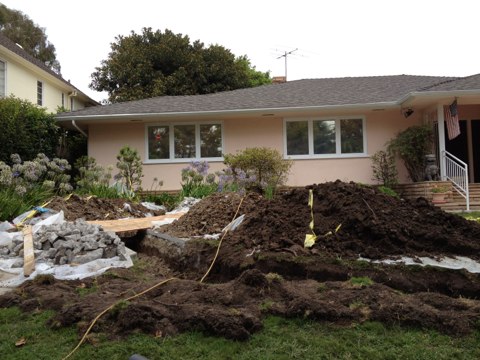 Installation of new sewer line from the house to the side walk