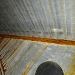 Maintenance inspection on a Carrier heat pump system. Sent homeowner repair options to fix an oversized system that is causing excessive condensation. Growth, mold, and rust are forming on the a/c. 