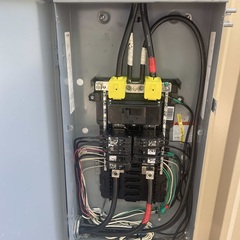 Residential electric panel sparking. The homeowner turned off the panel. Utility service restoration of the electric panel. 