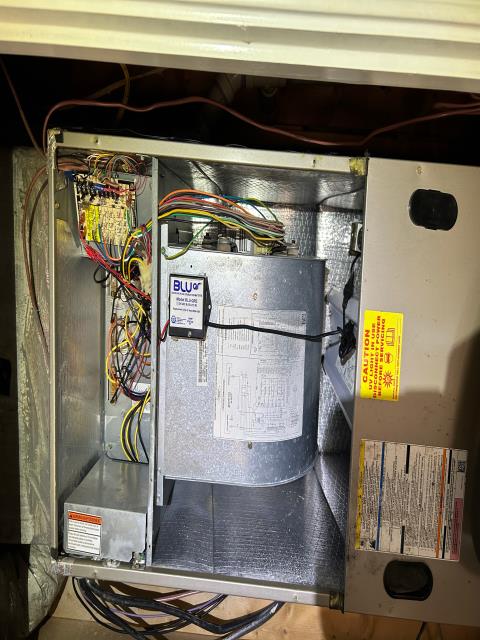 Inspection and maintenance on Carrier a/c system. Replace Aprilaire filter and clean out water pump for  a/c drain line. 