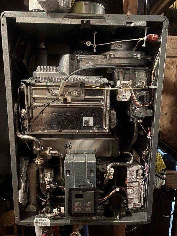 Completed scheduled preventive plumbing maintenance which included tankless water heater flush and service of the water softener-filter system. Performed inspection of heating system components, ensuring proper operation of heat exchanger assembly, control board, and electrical connections. Conducted water quality testing using test strips to verify system performance and water parameters were within acceptable ranges.