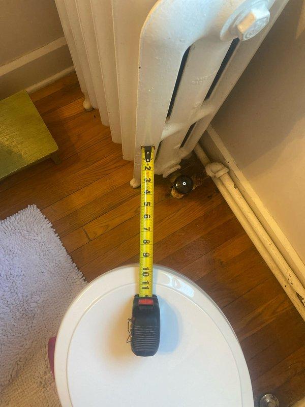 Conducted site assessment for bathroom remodel quote, including measuring clearance between existing radiator and toilet fixture (approximately 11 inches). Inspected current bathtub installation with curved design and documented existing plumbing fixtures to develop comprehensive remodeling estimate.