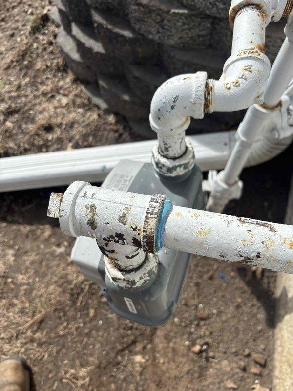 Responded to emergency gas leak service call for repair near furnace in basement as identified by Spire. Upon inspection, discovered deteriorated pipe connections with visible corrosion at junction points. Replaced affected gas line sections, installed new fittings, and performed pressure test to verify system integrity and safety.