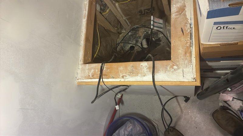 Responded to service call for non-operational sump pump in basement. Upon arrival, conducted thorough inspection of existing sump pump system and surrounding mechanical equipment. Assessed electrical connections, motor assembly, and pump functionality. Documented equipment condition through photographic evidence showing mechanical components and installation environment. Verified system status and identified cause of malfunction. Completed diagnostic evaluation of pump motor, electrical wiring, and control mechanisms to determine necessary corrective action for restoring proper operation.