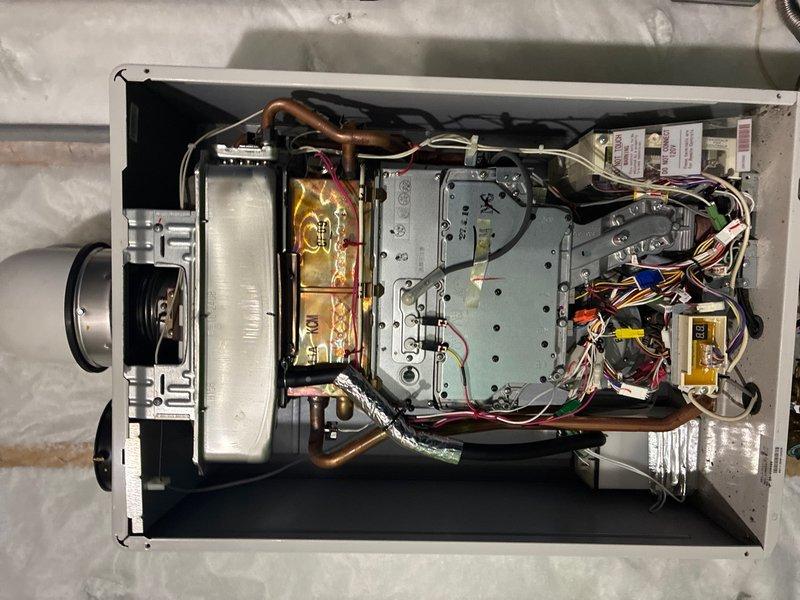 Performed routine maintenance flushes on two tankless water heater units. Addressed Error Code 11 on one unit, which typically indicates ignition failure or inadequate gas flow. Inspected internal components, control boards, heat exchangers, and gas valve assemblies. Verified proper operation of copper supply lines, pressure relief valves, and shut-off valves. Cleaned scale buildup from heat exchanger coils using descaling solution to restore optimal performance. Checked electrical connections, wiring harnesses, and control modules for proper function. Tested gas pressure and flow rates to ensure adequate combustion. Cleared error code and confirmed both units returned to normal operating parameters. Recommended customer renew plumbing maintenance plan for continued service coverage.