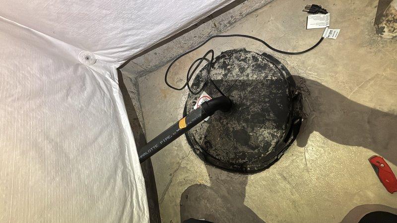 Replaced existing sump pump with a new 1/3 HP unit to restore proper basement drainage and water removal capability. Sealed the pit cover with silicone to eliminate odors and prevent humidity from entering the basement living space, improving indoor air quality and comfort.