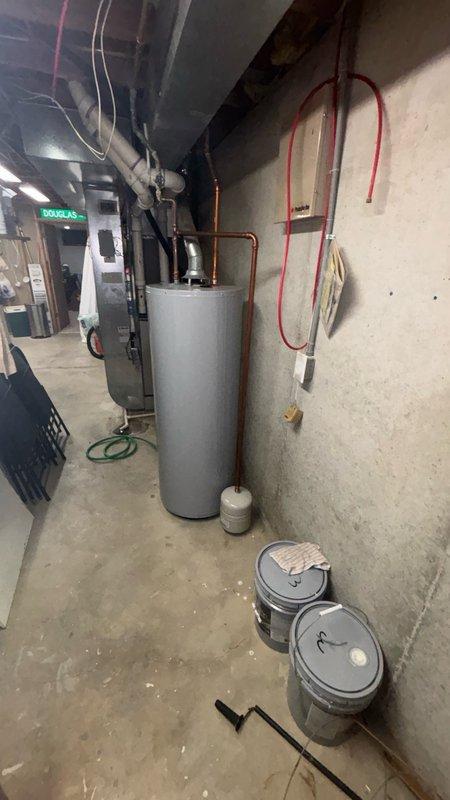 Replaced the water supply pipe connected to the tanked water heater in the basement mechanical room. The existing copper supply line was removed and a new pipe was installed to restore proper water flow to the unit. System was tested and verified operational upon completion.