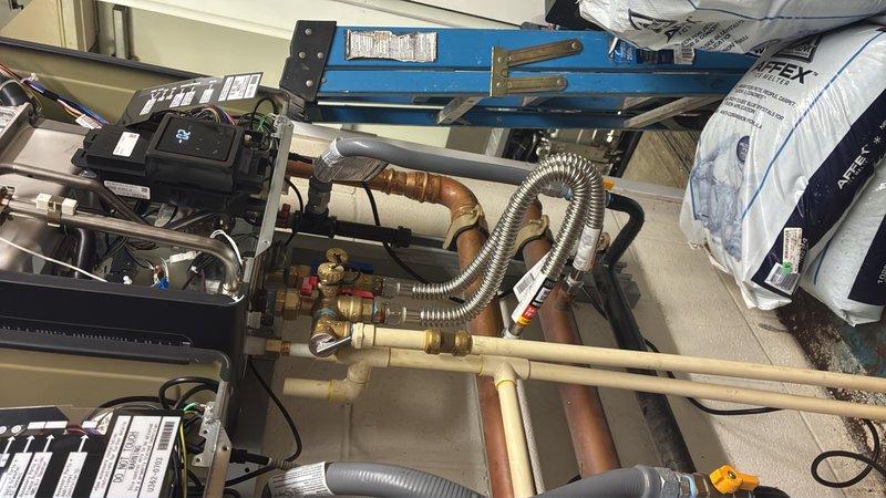 Completed after-hours installation of three new Rinnai tankless water heater units under warranty replacement program at commercial facility. Performed swap-out of existing units with new equipment and service ports supplied by manufacturer, including all necessary piping connections, gas line hookups, and venting modifications. Conducted full system testing and verification of proper operation on all three units to ensure minimal service interruption to the facility.