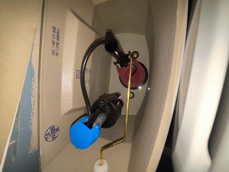 Completed installation of new Gerber Maxwell toilet to replace existing fixture. Removed old toilet and replaced deteriorated wax ring with new seal to ensure proper connection between toilet base and floor flange. The existing flange showed significant corrosion and rust, which was assessed during installation to confirm structural integrity for proper toilet mounting. Successfully installed the new Gerber Maxwell toilet unit, ensuring all internal tank components including fill valve, flush valve assembly, and flapper mechanism were properly configured and functioning correctly.