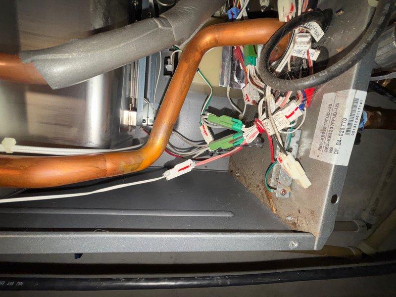 Responded to plumbing maintenance call with special attention to outside spigot as requested. Upon arrival, conducted thorough inspection of HVAC system internals, documenting mechanical and electrical components including refrigerant lines, blower motor assembly, heat exchanger, control systems, and associated wiring connections. All components photographed and found to be in operational condition with proper routing and connections maintained throughout the system.