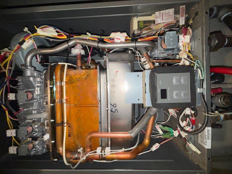 Responded to plumbing maintenance call with special attention to outside spigot as requested. Upon arrival, conducted thorough inspection of HVAC system internals, documenting mechanical and electrical components including refrigerant lines, blower motor assembly, heat exchanger, control systems, and associated wiring connections. All components photographed and found to be in operational condition with proper routing and connections maintained throughout the system.
