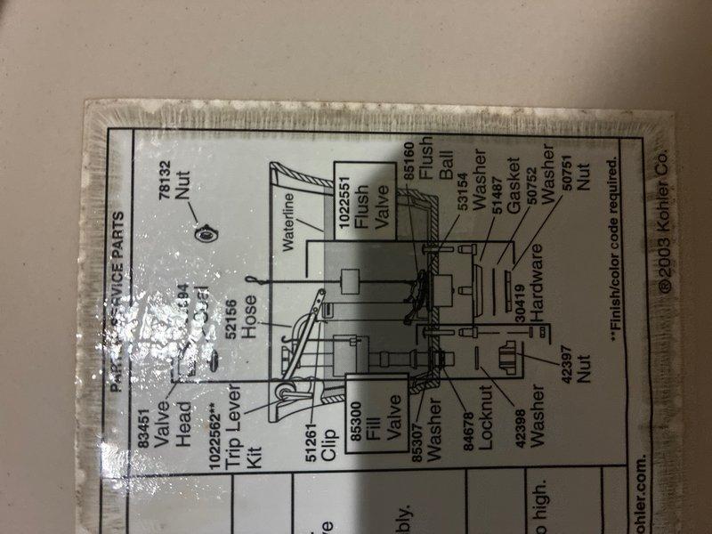 Responded to callback for tankless water heater experiencing increased water consumption following recent maintenance. Inspected unit and identified issue with flush valve assembly components showing wear and discoloration on plastic housing and fasteners. Reviewed manufacturer's parts diagram to verify proper component specifications and confirmed flush valve, gaskets, and associated hardware required attention to restore normal water flow operation.