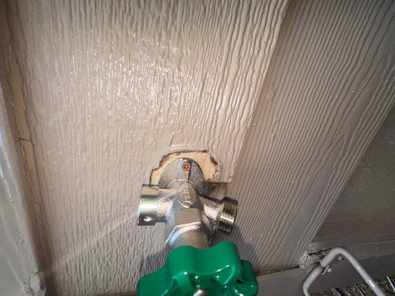 Replaced two frost-free outside hose bibs with new fixtures and installed ball valves with shutoff capability for each location. Created access panel in ceiling to reach plumbing connections, installed brass ball valves with lever handles for easy operation and future maintenance access. All connections were properly soldered, tested for leaks, and verified for proper operation of both the hose bibs and shutoff valves.