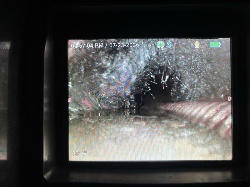 Performed high-pressure jetting service on drain line to clear blockages and restore proper flow. Camera inspection conducted before and after jetting confirmed successful removal of accumulated debris, scale buildup, and deposits throughout the line, with inspection depths reaching approximately 13'6" and verified clear conditions at 9'10" into the system.