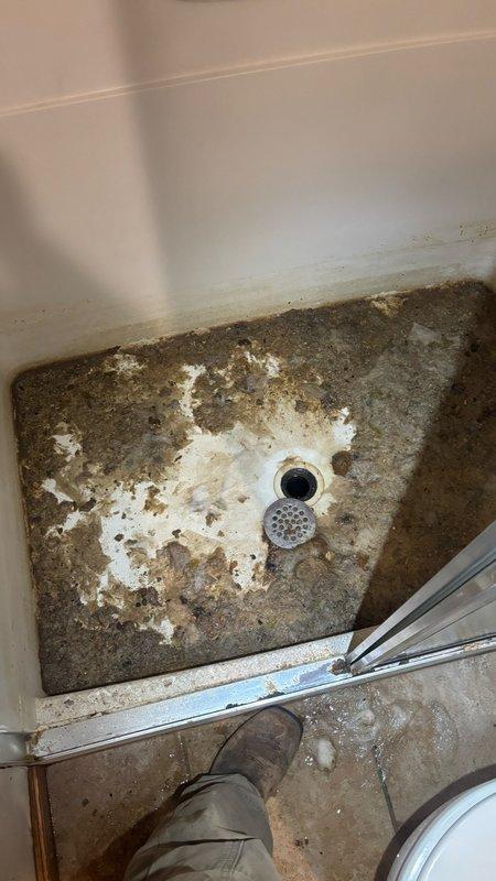 Performed camera inspection of basement drain system to diagnose clogging issue causing sewage backup and fecal matter contamination on basement floor. Documented extensive water damage, deteriorated concrete surfaces, and compromised drainage conditions throughout affected areas using photographic evidence for further remediation planning.