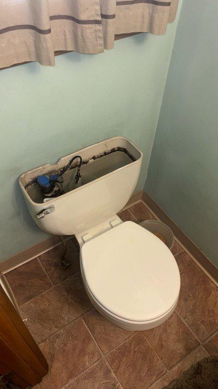 Responded to service call for malfunctioning toilet flush valve in master bathroom. Upon arrival, removed tank lid and inspected internal flushing mechanism components. Identified faulty flush valve assembly preventing proper toilet operation. Replaced defective flush valve with new unit, including blue float valve and associated hardware. Tested flushing system multiple times to ensure proper water flow, fill cycle, and shut-off function. Verified all connections were secure and tank was refilling to appropriate water level. Reinstalled tank lid and confirmed toilet was operating correctly with no leaks detected.