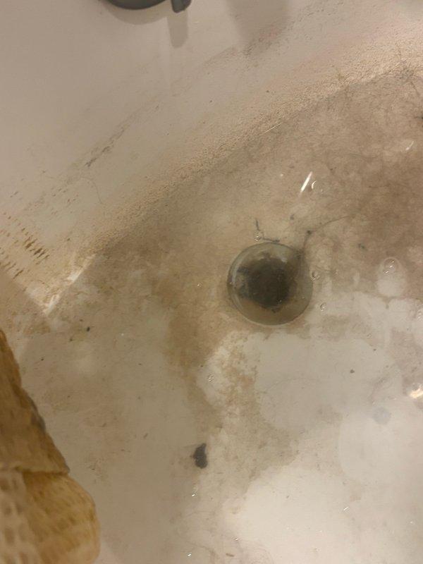 Responded to a clogged drain issue affecting the main level bathroom shower and sink. Upon arrival, inspected the bathtub and drain assembly, noting water pooling and drainage concerns. Assessed the fixture conditions, documented existing staining and mineral buildup on the tub surface, and evaluated the drain opening and surrounding plumbing components. Cleared the obstruction from the drain line to restore proper water flow and drainage function. Verified system operation upon completion.