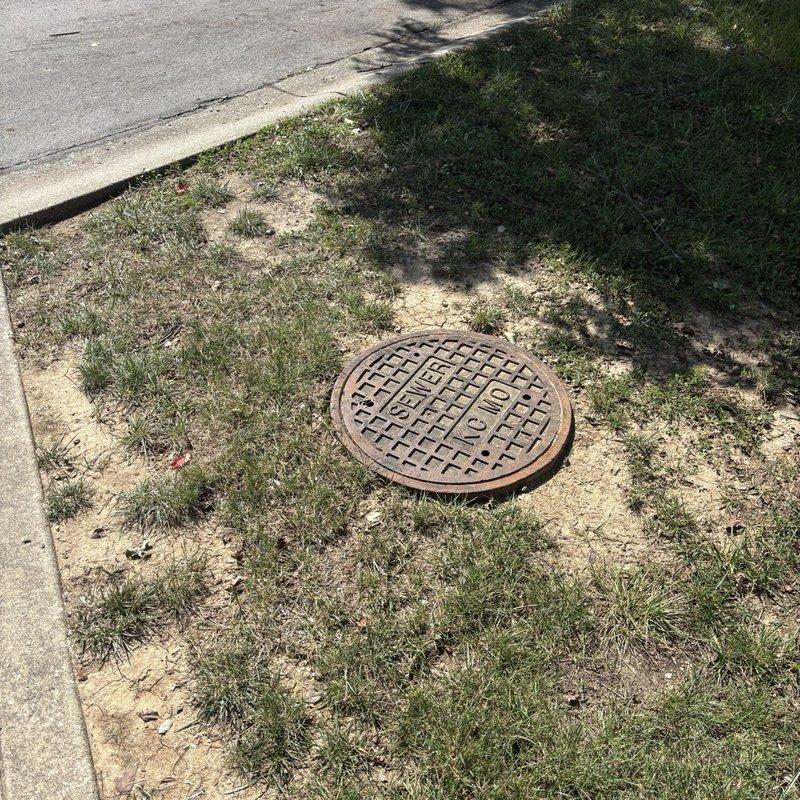 Technician responded to a follow-up service call to perform mainline sewer inspection. Upon arrival, augered the main sewer line to a depth of 40-60 feet and successfully extracted an extensive root mass measuring over 6 feet in length. Following removal of the root obstruction, performed a comprehensive camera inspection of the mainline sewer system as requested. Accessed the sewer system through the exterior cleanout located in the lawn area adjacent to the street. Documentation photos captured the sewer access point and property identification for service records.