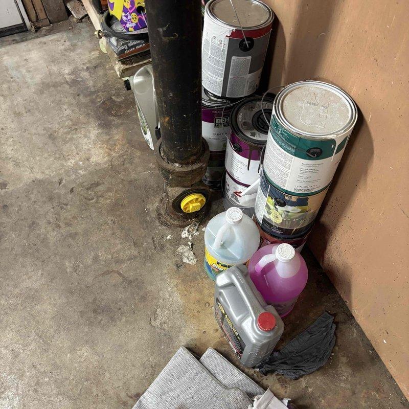 Responded to main line and toilet backup in basement/garage area. Performed video camera inspection of main drain line to diagnose recurring blockage issue that had been previously serviced by another company without resolution. Camera inspection revealed interior pipe conditions and confirmed line integrity with no root intrusion or structural damage detected in the accessible sections of the drainage system.