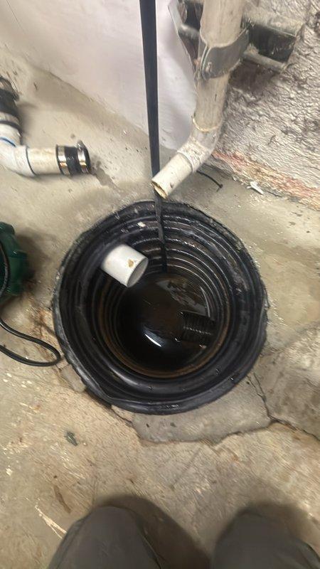 Assessed the existing sump pit and discharge piping to evaluate installation of a battery backup sump pump system. Inspected the primary pump, PVC discharge line with isolation valves and rubber couplings, and the basin, then determined the layout and requirements for the backup system and prepared an estimate for installation.