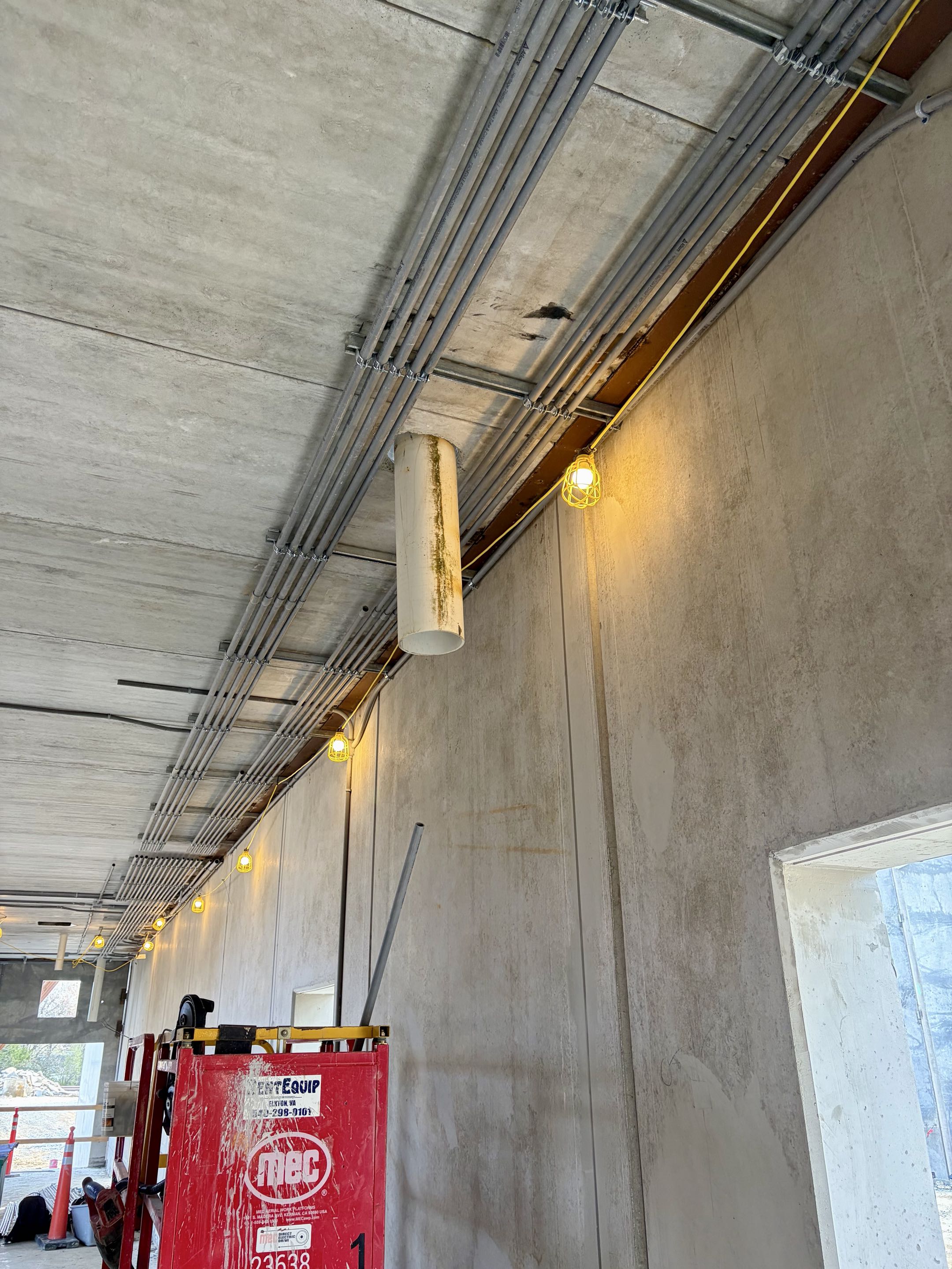 Above ceiling rough in on the first floor at Massanutten Waterpark Expansion