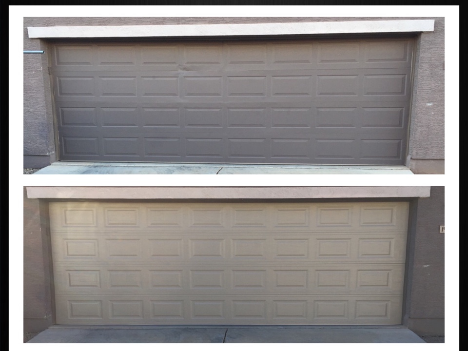 Removed customers broken door. And lowered opener. It was about 7" higher then it should be. 