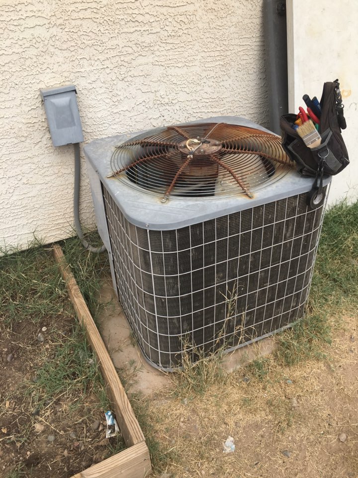 Buckeye, AZ - In Buckeye city performing a preventative maintenance on a twenty year old carrier heat pump system . Replaced capacitor and contactor. System is now ready for the heat! Buckeye, AZ - In Buckeye city performing a preventative maintenance on a twenty year old carrier heat pump system . Replaced capacitor and contactor. System is now ready for the heat!