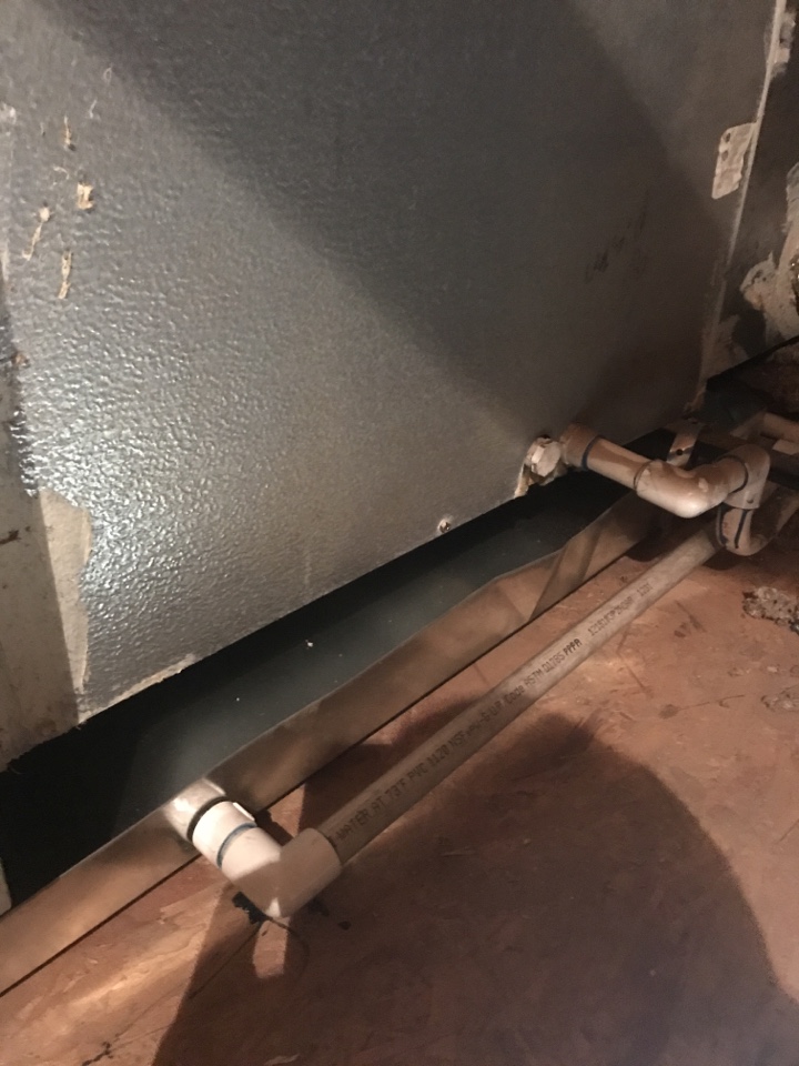 Surprise, AZ - In Surprise Az. Installing a new secondary drain pan. Customers existing drain pan was rusted out. Re-piped system all looking good. Surprise, AZ - In Surprise Az. Installing a new secondary drain pan. Customers existing drain pan was rusted out. Re-piped system all looking good.