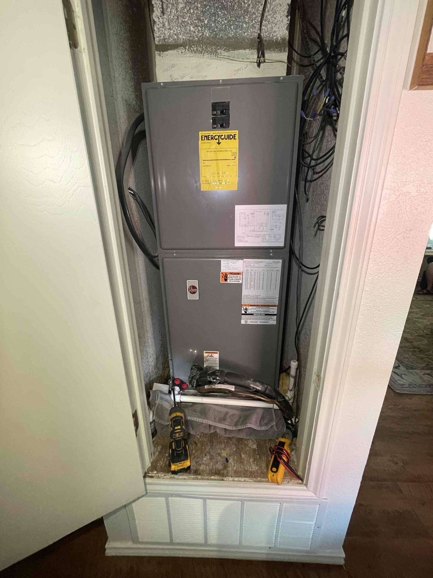 
Arrived to unit not cooling g properly. First went to the indoor unit and verified it was on and running but not actually blowing cool air.
I proceeded outside and found that the heat pump was also on a running. I diagnosed the system to be low on refrigerant. I was on but not cooling properly due to a leak somewhere in the system. I went inside and found the indoor coil to be frozen over and showed this to our clients. We began discussing repair vs replacement options. They elected to move forward with a replacement of the heat pump system. 
We are scheduled to preform the change out on Saturday.
I collected a $2,170 deposit.

Cash discount of -$375.00 to be deducted from total