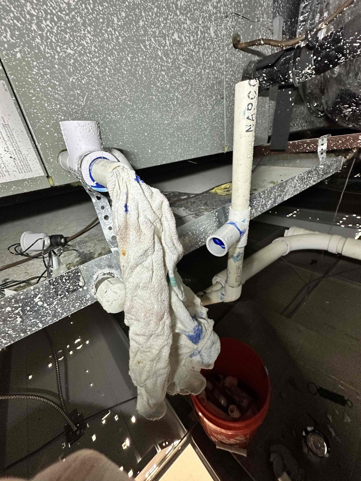 Upon arrival, I found blockage in the ptrap causing a slow drain. I reached out to Jon to see how he would like to proceed with repair. Jon approved replacement of the ptrap with some alterations to allow more efficient clearing. I performed the work and tested the drain with a half gallon of water, and I allowed the system to run while on site to ensure the system was draining properly. 