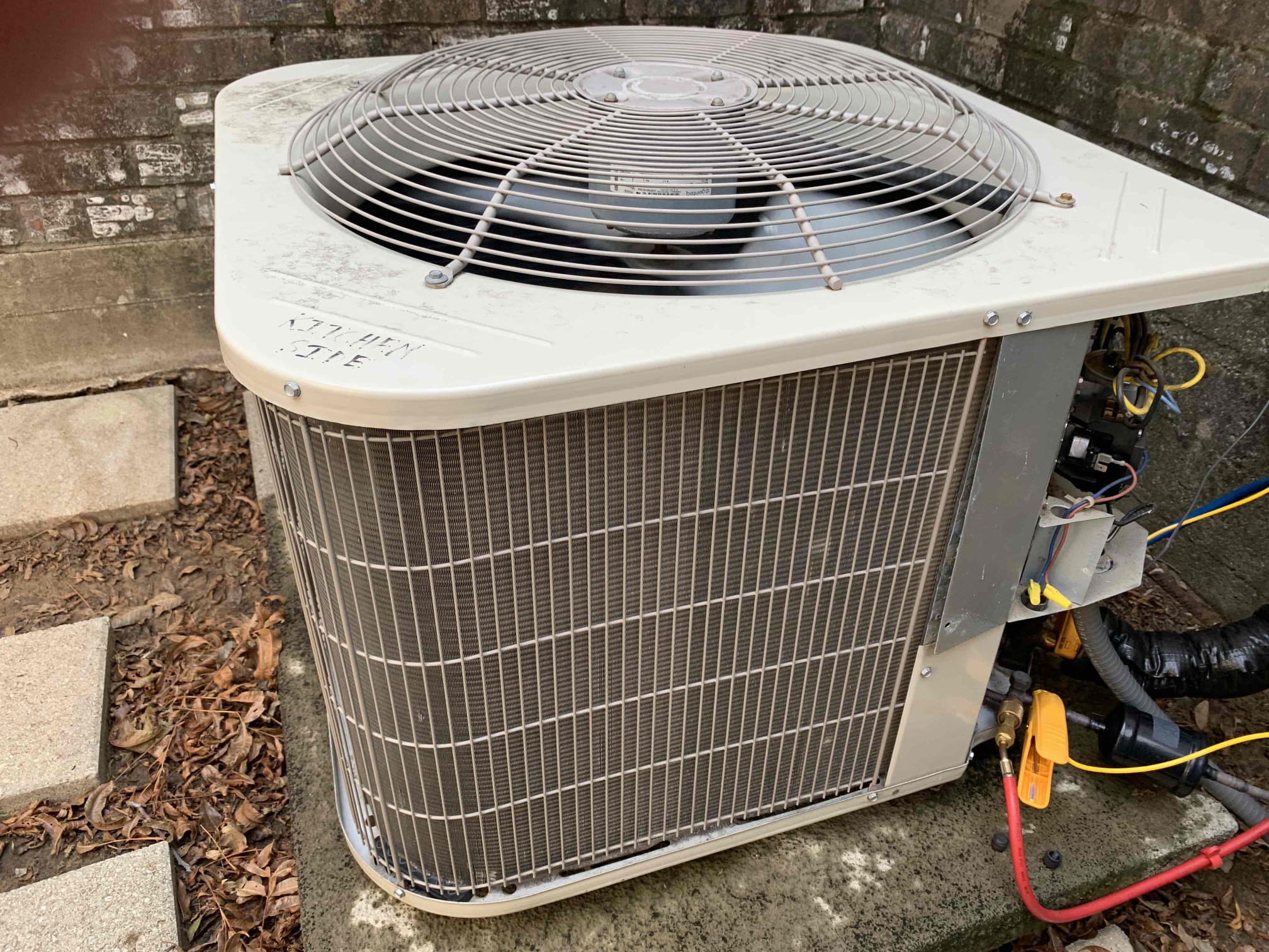 Upon arrival customer stated that the ac for the kitchen area was not getting below 75 degrees with the thermostat set at 70. I proceeded to the outside unit and hooked up my gauges to check refrigerant pressure. Pressures were showing on the low side at 180 and the high side to be reaching 300. The outside fan and indoor fan were running as they should. Temperature  ring supplied was 72 and return was at 82 degrees. I after further inspection I found that the compressor was not pumping the refrigerant through the system as intended. I provided customer with this information and they would like to speak to a comfort advisor. Unit was on but not cool in upon departure.