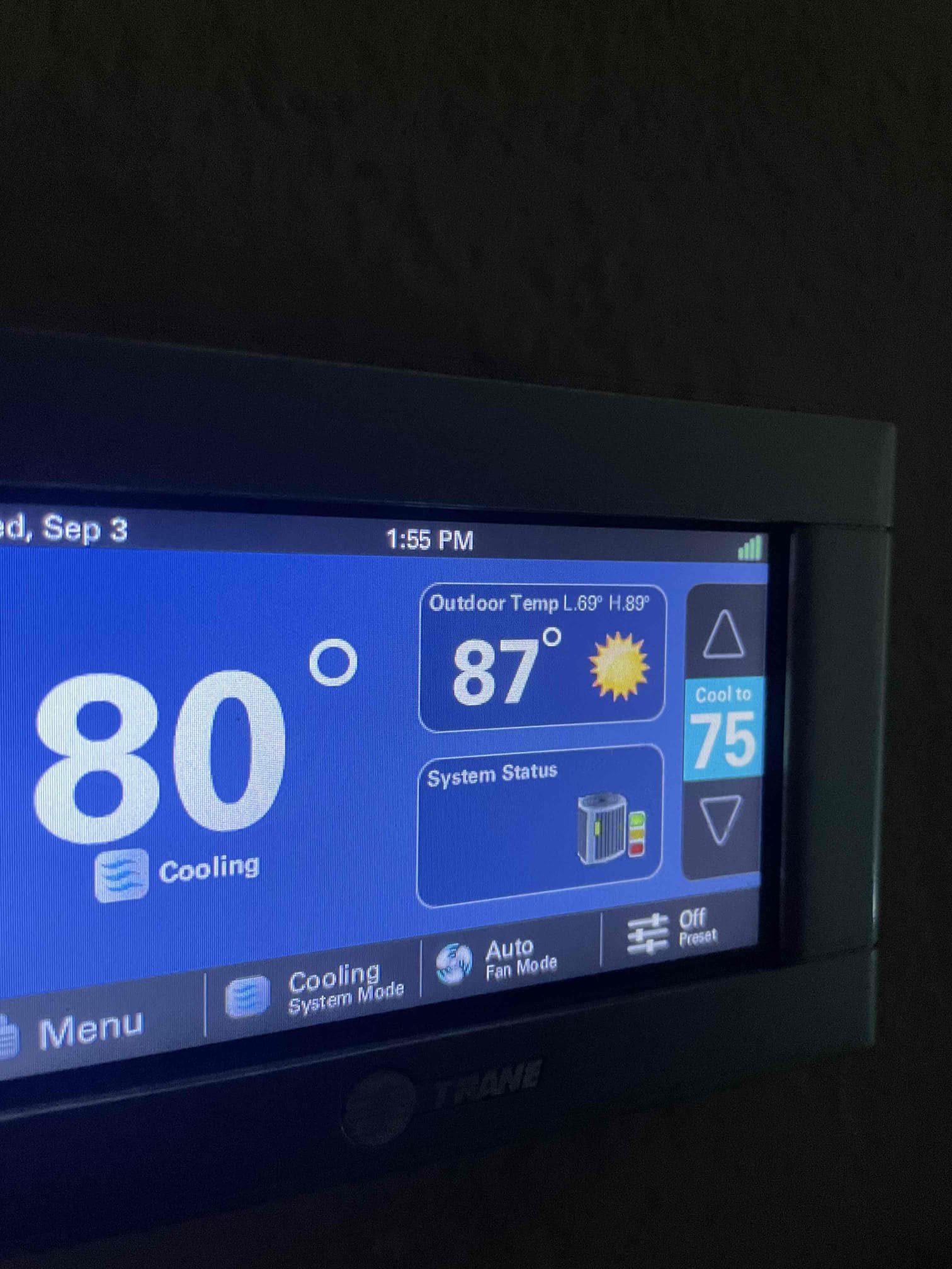 Returned to our clients home because the compressor was frozen over. Paul had shut the unit off earlier this morning to allow for it to thaw out. I arrived and immediately proceeded into the attic. I verified the wiring to be correct and began to further diagnose the system. I placed the unit into test mode and was not getting the proper signal outside. I diagnosed the wire to have a short and used a spare wire to send the correct signal for second stage. I also contacted TRANE tech support and ensured the blower speeds were set properly for first and second stage cooling. I ran the system in cooling and assumed the coil was completely thawed out. It was not. I had to place the unit to run in heat to melt off the residual ice on the indoor coil. Once the ice was completely melted I was able to properly test and check the refrigerant pressures on first and second stage cooling. Within 20 mins the thermostat had dropped 3º and was cooling with a 20º drop.
I showed pictures and kept Paul 