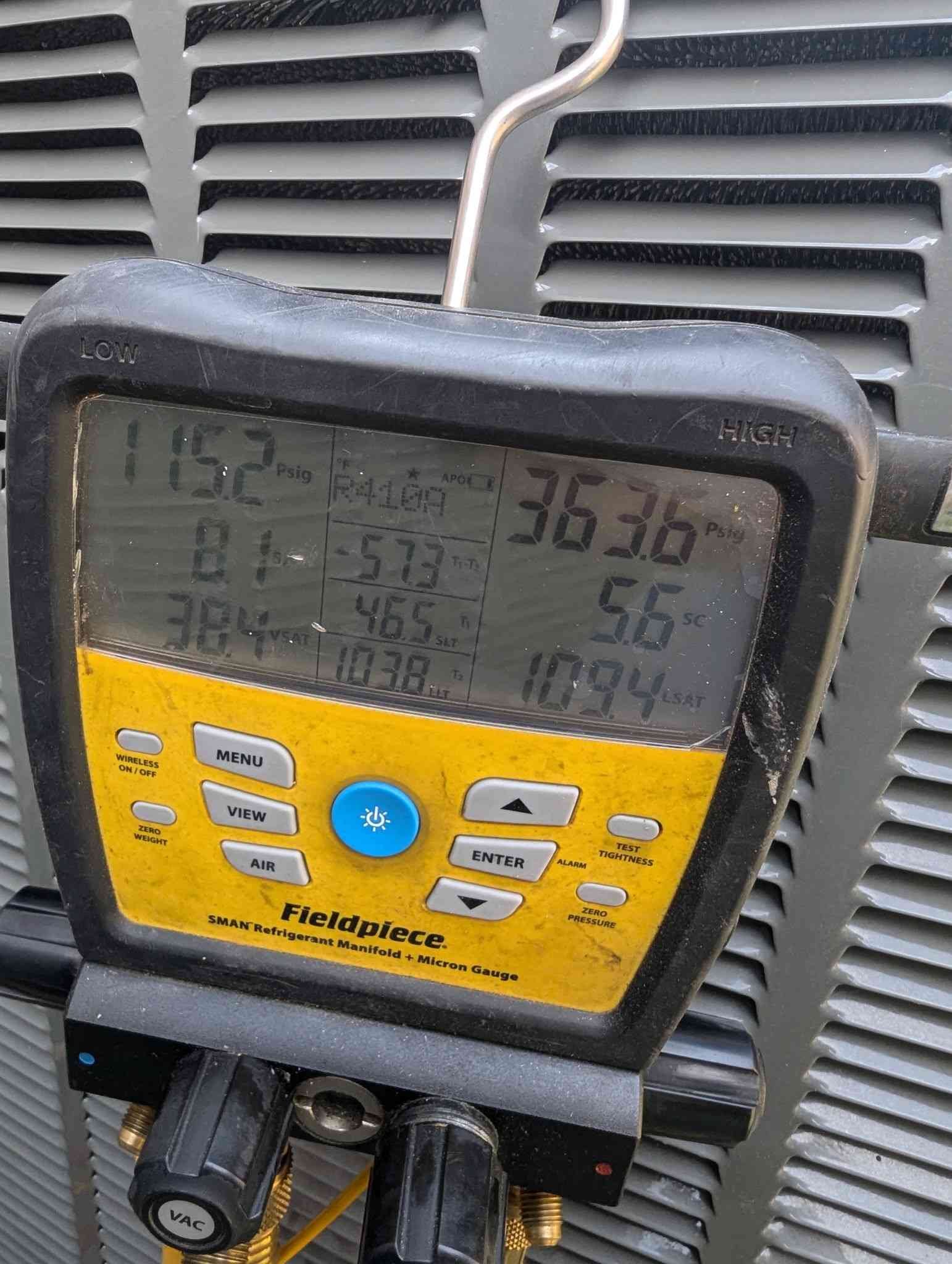 We installed new txv and filter dryer. We didn't need any refrigerant 