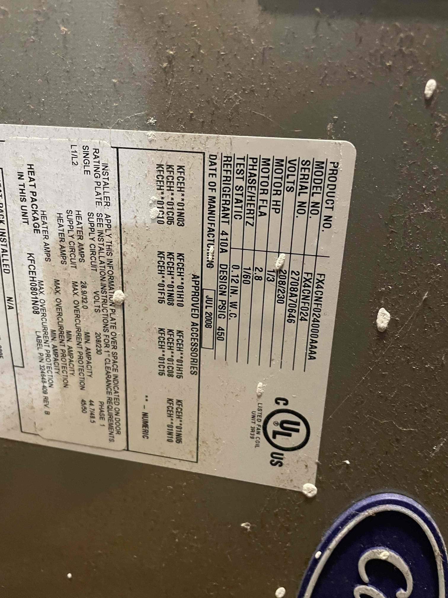Demand call for upstairs heat pump from 2008 not blowing air. Upon arrival the customer showed me where the equipment was and where the thermostat is located. 
He mentioned that the upstairs blower wasn’t turning and that the unit outside was doing a click sound when it tried to run. 
During my inspection I checked to see if the blower motor was getting the proper voltage, 240 on high voltage and 24 on the low voltage. 
I was getting the proper voltage but the blower wasn’t turning on, I informed the customer about the issue and told him that we need to replace the motor so I can properly evaluate the rest of the system. He went ahead and approved the repair, after talking to him some more to make sure he was comfortable spending on that repair on an old system. 
Ordered the part through carrier and should be her by tomorrow, I informed the customer that once we have the motor in hand that we will call him to get the work scheduled. 
System is currently not running. 