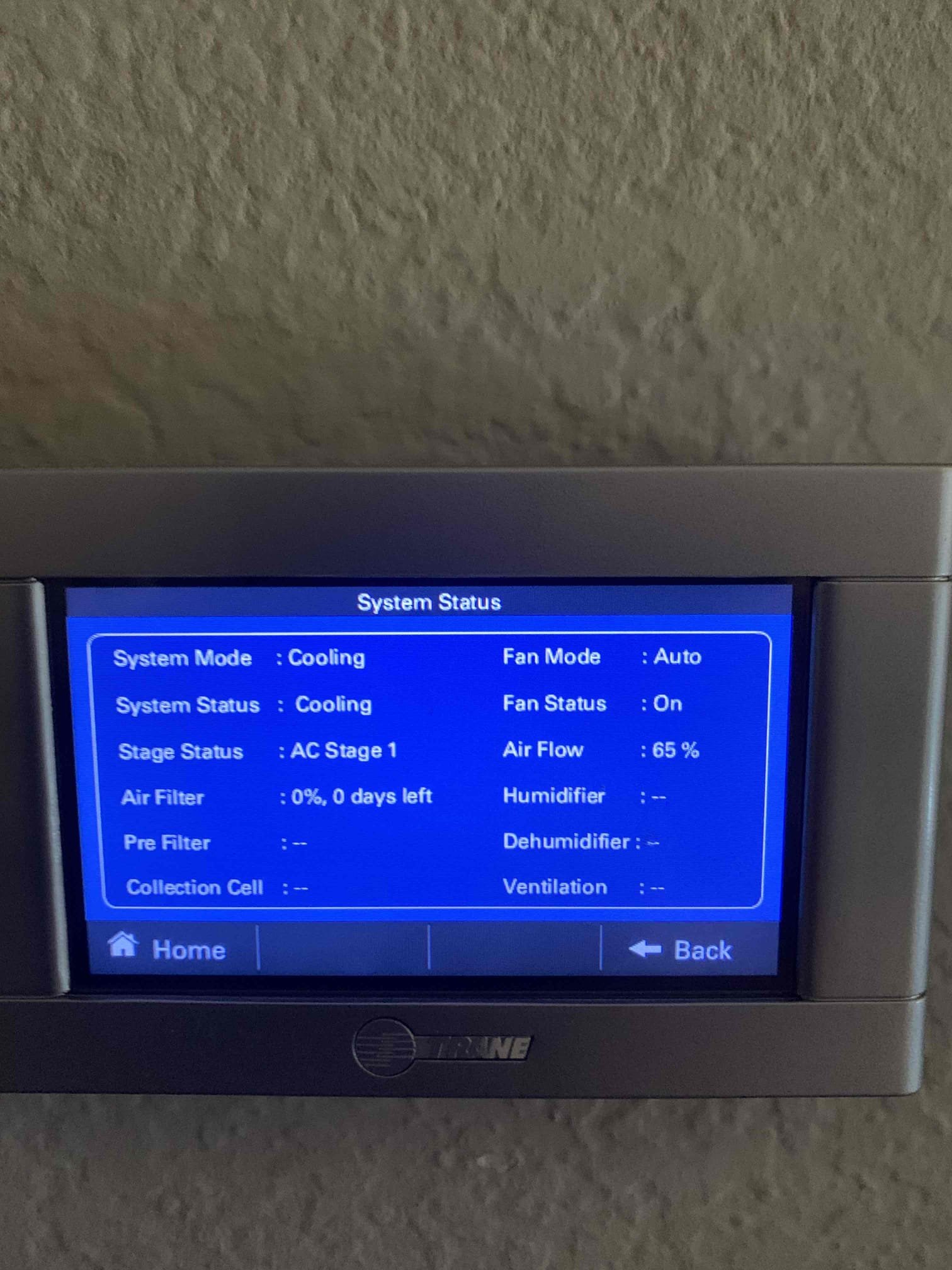Returned to our clients home to concerns that the upstairs unit was not keeping up and cooling properly. We ensured the unit was running on second stage and we then began measuring the refrigerant pressures. We contacted technical support and informed them that the drywall cavity directly behind the thermostat was reading 81/82º while the resort of the walls were measuring 74º. Due to the drastic temperature difference tech support recommended a wireless temperature sensor be connected somewhere else in the room. And that it be left and monitored for 30 days. We ensured the Freon pressured were correct and presented the option for the wireless sensor to Paul. He agreed to try it and we will order the part. Once allocated we will contact him to return and connect the sensor.

We did also use silicone to seal off residual heat that has been altering the accuracy of the thermostat. This was not suggest by technical support but seemed to help reduce residual heat affecting the thermostat
