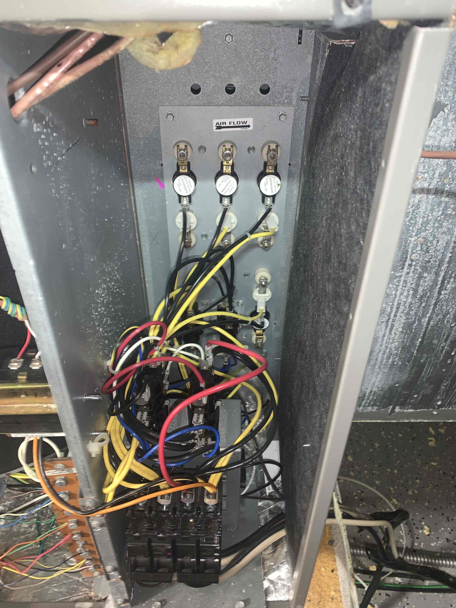 Arrived on site, heavy rain present at time of service. He began inspection at the air handler. Tested stage one and stage two heat. Both stages were operating normally and putting out correspondingly warm air. Extensively tested 20kw heat strips and found them all to be working well. Tested float switch and drain line and found them to be working as intended. Measured blower motor amps, no concerns at this time. Found some bacterial growth around the blower housing and door insulation. Brought is finding to the attention of the homeowner and provided estimate to his email. Unable to proceed further at this time, informed customer I will need to come back later this afternoon once the rain has let up to finish testing on the outdoor unit.