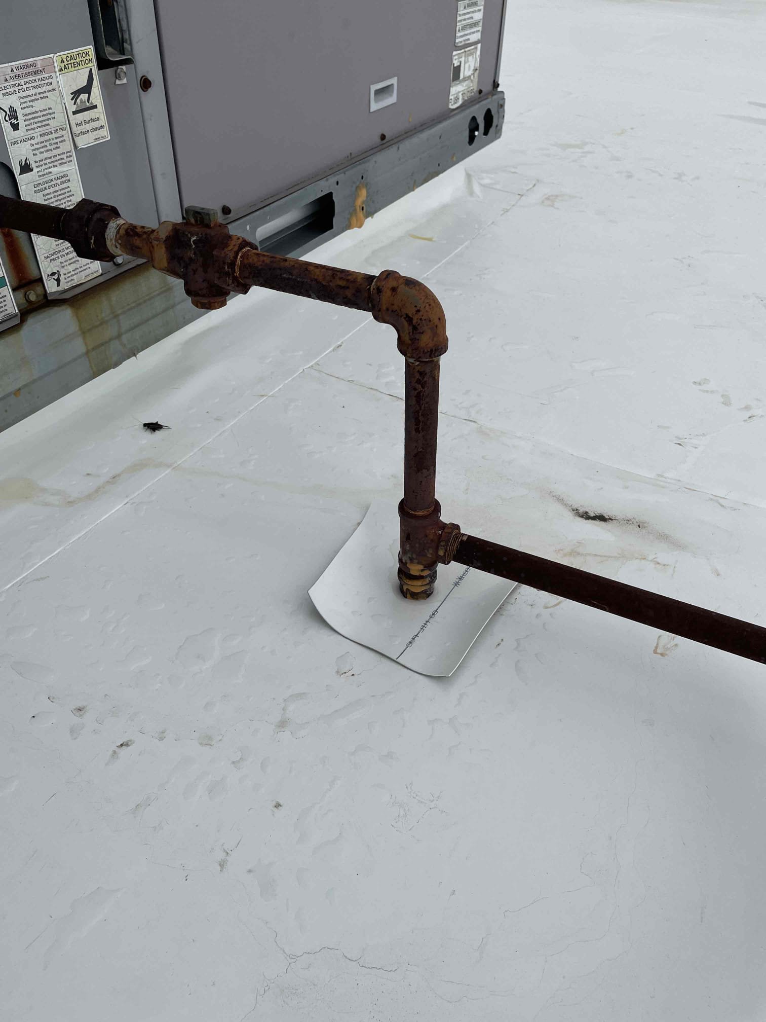 The following estimate is to repair and connect existing gas lines to existing RTU’s. The gas nice have been disconnected or broken and been to be repaired.
We are proposing to eliminate the hard pipe into the units and replace them with gas flex lines. We are also proposing to replace the existing gas shut-offs and relocate/ rebuild the needed gas sediment traps to each individual unit. After making all necessary connections we will also preform a gas line leak test to each individual RTU on site to ensure all connections are still secure. If we find any connection that is compromised we will create another estimate and scope of work needed to repair any issues found.
1- Disconnect gas and electrical connections to the last remaining RTU to allow for roof to work to be completed.
- Replace existing gas lines with flex gas line
- Leak tests to ensure connections are tight and secure
- Splice and connect electrical connections to unit to allow for work to be preformed
2- Remove and re The following estimate is to repair and connect existing gas lines to existing RTU’s. The gas nice have been disconnected or broken and been to be repaired.
We are proposing to eliminate the hard pipe into the units and replace them with gas flex lines. We are also proposing to replace the existing gas shut-offs and relocate/ rebuild the needed gas sediment traps to each individual unit. After making all necessary connections we will also preform a gas line leak test to each individual RTU on site to ensure all connections are still secure. If we find any connection that is compromised we will create another estimate and scope of work needed to repair any issues found.
1- Disconnect gas and electrical connections to the last remaining RTU to allow for roof to work to be completed.
- Replace existing gas lines with flex gas line
- Leak tests to ensure connections are tight and secure
- Splice and connect electrical connections to unit to allow for work to be preformed
2- Remove and re