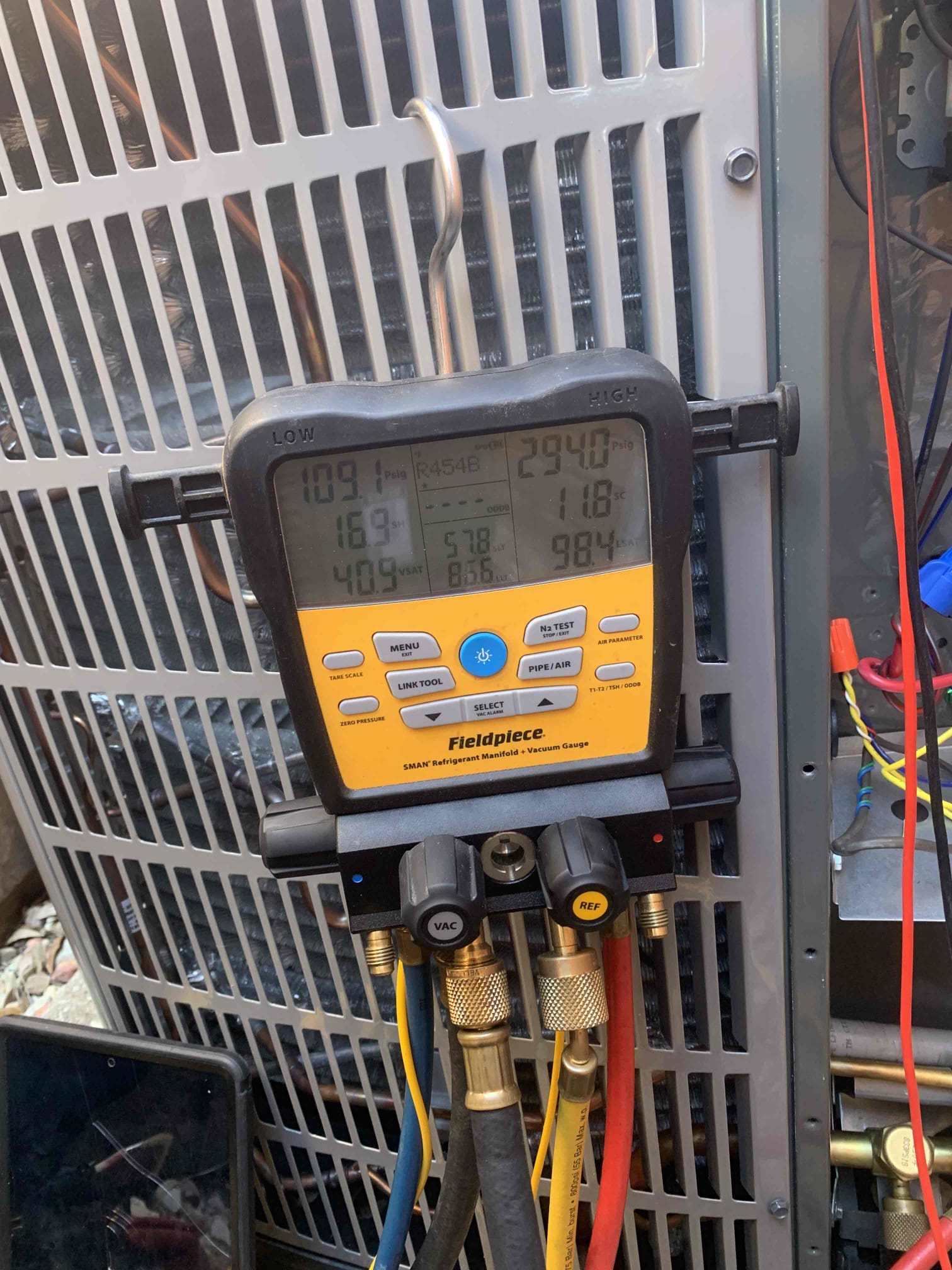 Came out today for QC visit on new install. Started inside at t-stat (Trane) turned system down to check over unit. System is level all wiring is good no error codes. Getting over 20 degree temp split. Drain line is draining at this time. System is clean and operating as designed. Outside unit is level all electrical components are good and tight. All components are operating as designed. Pressures were within manufacturer specifications. Tested normal heating operation. Measured slightly high start amps on outdoor unit and discussed addition of a hard start kit to prolong life of system. Notice a small amount of air leakage on supply plenum. Homeowner stated this would likely be something she will have us take care of in the future. Discussed maintenance on other Lennox unit. Homeowner declined at this time, but stated she would probably go forward with it next year. Also discussed replacing thermostat to other unit and adding temperature sensor. Homeowner was not interested at this t