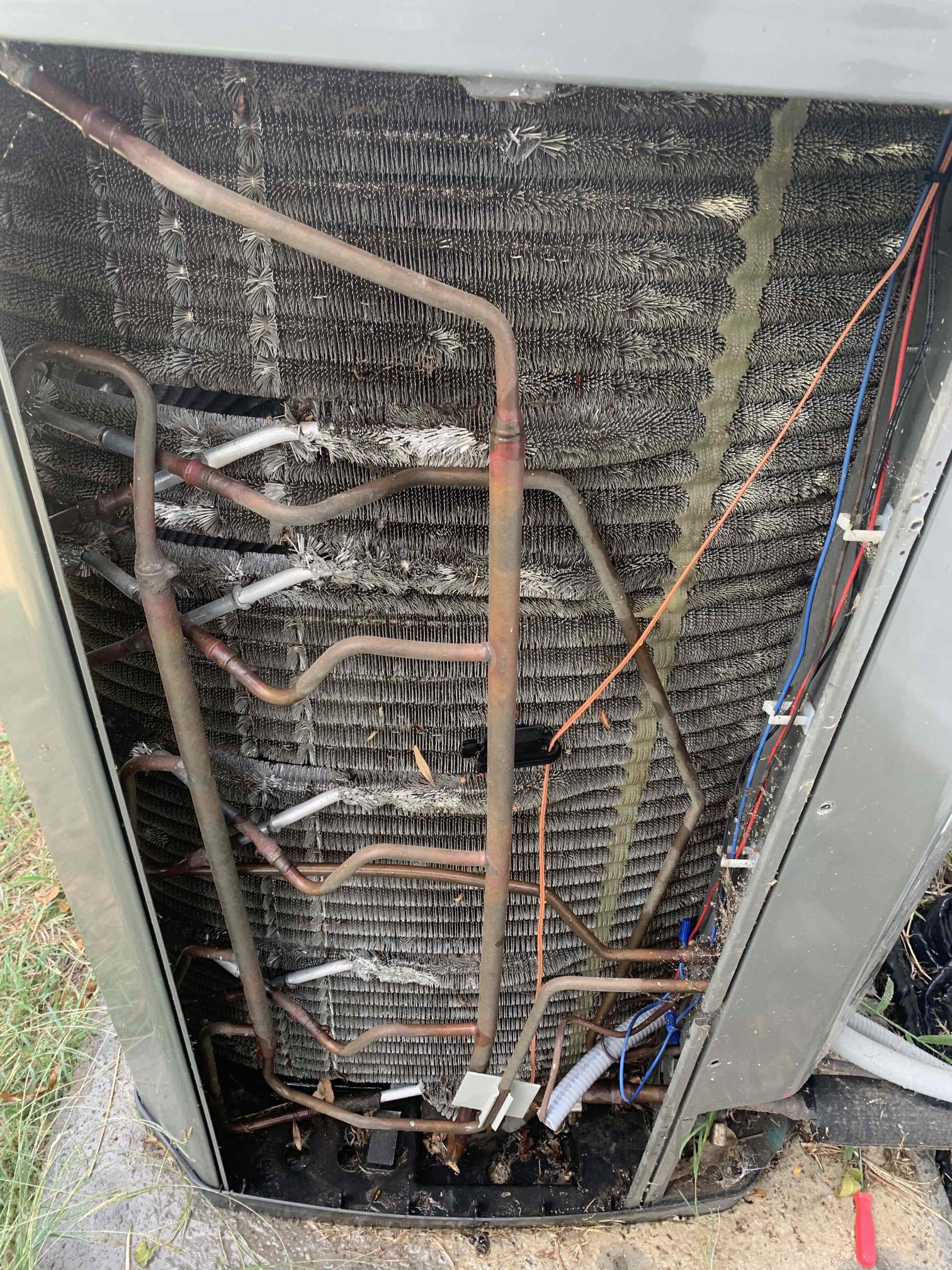 Arrived on site for heating maintenance. Tenant stated all was well with normal system operation to his knowledge.
1. Visually inspected condenser coil for debris/ dirty.
2. Inspected condenser fan motor.
3. Inspected condenser fan blades.
4. Inspected/ cleaned wiring connections.
5. Tested compressor/ condenser fan motor capacitor.
6. Checked compressor amp draw.
7. Checked condenser fan motor amp draw.
8. Inspected / replaced return filter.
9. Inspected return plenum for debris/ dirty.
10. Inspected evaporator coil.
11. Inspected blower motor/ blower wheel.
12. Checked blower amp draw.
13. Measured temperature differential from supply to return. 20 degrees measured.
14. Inspected drain lines and treated to prevent blockages 
15. Rinsed condenser unit to promote heat exchange
16.Inspected gas safeties and sensors to ensure proper function of gas functions
Condenser was very matted with spider webs and cottonwood. Rinsed condenser to the best of my ability. However unit will need disa Arrived on site for heating maintenance. Tenant stated all was well with normal system operation to his knowledge.
1. Visually inspected condenser coil for debris/ dirty.
2. Inspected condenser fan motor.
3. Inspected condenser fan blades.
4. Inspected/ cleaned wiring connections.
5. Tested compressor/ condenser fan motor capacitor.
6. Checked compressor amp draw.
7. Checked condenser fan motor amp draw.
8. Inspected / replaced return filter.
9. Inspected return plenum for debris/ dirty.
10. Inspected evaporator coil.
11. Inspected blower motor/ blower wheel.
12. Checked blower amp draw.
13. Measured temperature differential from supply to return. 20 degrees measured.
14. Inspected drain lines and treated to prevent blockages 
15. Rinsed condenser unit to promote heat exchange
16.Inspected gas safeties and sensors to ensure proper function of gas functions
Condenser was very matted with spider webs and cottonwood. Rinsed condenser to the best of my ability. However unit will need disa