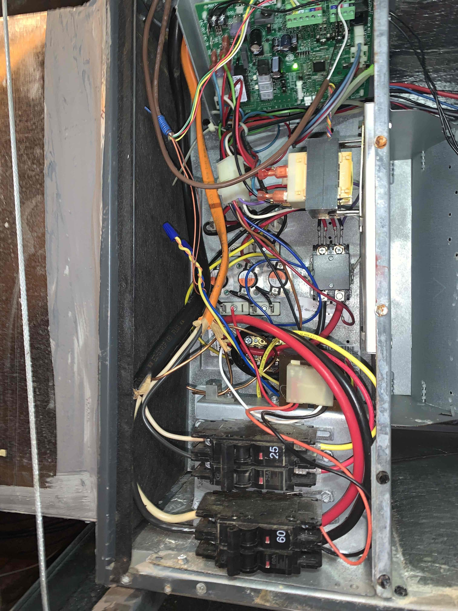 Arrived on site, Homeowner stated all was well with regulars to normal system operation. However he has not turned on heat so far. Began inspection at the outdoor unit. I first noticed that the outdoor coils were looking a little dirty, so I made sure to go ahead and give the coils a good rinse to promote the efficiency and longevity of the system. I then tested start and run amps and found them to be within manufacture specifications. I then measured capacitance on the capacitor and the hard kit and found them both to be within range. Proceeding to the indoor unit I changed and dated the filter. I tested normal heat pump operation as well as the electric heat strips and found all to be working as intended. Blower motor amps were within range. Inspected evaporator coil and found it to be clean.At this point, I noticed that the Plenum and ducts were rather dusty and I also noticed some bacterial growth around the wiring harness on the blower motor. I brought this to the homeowner’s atte Arrived on site, Homeowner stated all was well with regulars to normal system operation. However he has not turned on heat so far. Began inspection at the outdoor unit. I first noticed that the outdoor coils were looking a little dirty, so I made sure to go ahead and give the coils a good rinse to promote the efficiency and longevity of the system. I then tested start and run amps and found them to be within manufacture specifications. I then measured capacitance on the capacitor and the hard kit and found them both to be within range. Proceeding to the indoor unit I changed and dated the filter. I tested normal heat pump operation as well as the electric heat strips and found all to be working as intended. Blower motor amps were within range. Inspected evaporator coil and found it to be clean.At this point, I noticed that the Plenum and ducts were rather dusty and I also noticed some bacterial growth around the wiring harness on the blower motor. I brought this to the homeowner’s atte