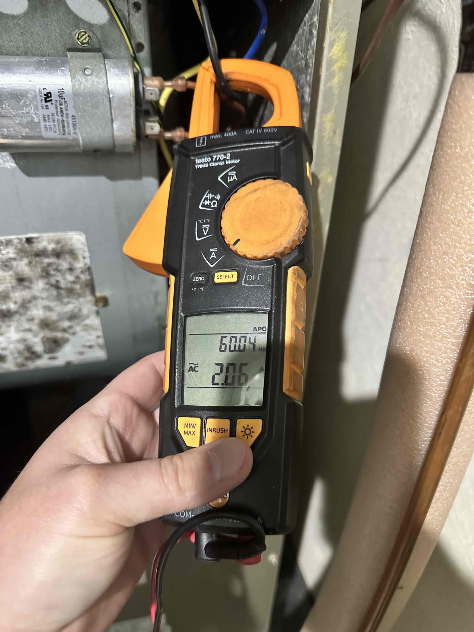 I performed a single heating maintenance on a 2005 straight electric airhandler and the outdoor unit is from 2014. I checked amps, capacitor, filter, cleanliness, and safeties. 
The system is heating, but I do have some areas of concern. I noticed that the blower capacitor is out of range and is failing. The bearings in the blower motor are worn and the motor is currently leaking oil. The blower wheel and evaporator coil has growth/buildup present. The center heat strip is likely becoming brittle determined by my amp readings. I brought these issues to the customer’s attention and he elected to not perform any repairs on the system at this time. 