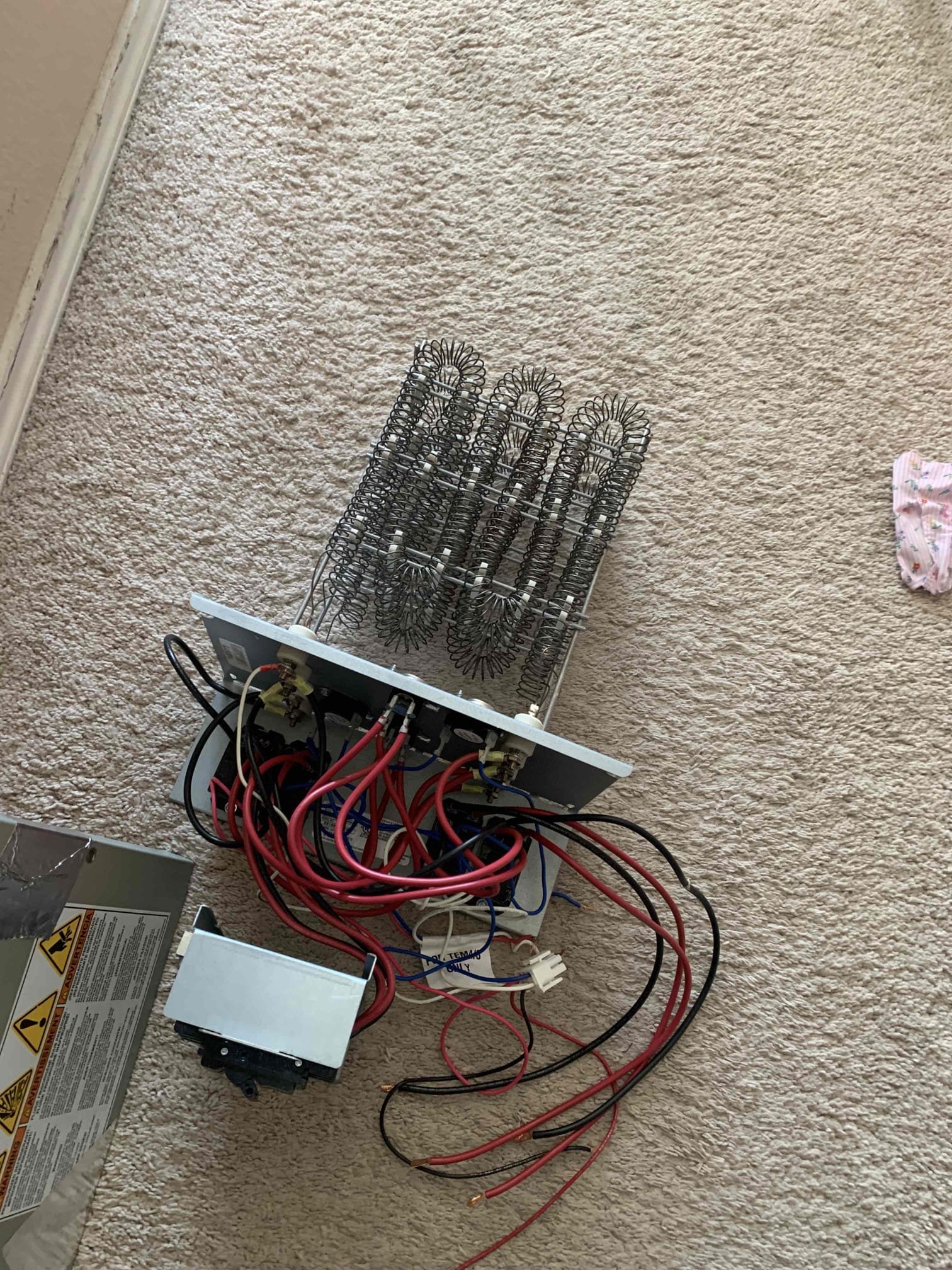 Preformed heat kit replacement. Presented client with before and after pictures of work completed. Heat kit is testing within manufacturer specifications range. Supply temperature while heating was at 109 degrees and climbing. Before it was holding at 106 degrees. Unit was heating upon departure. 