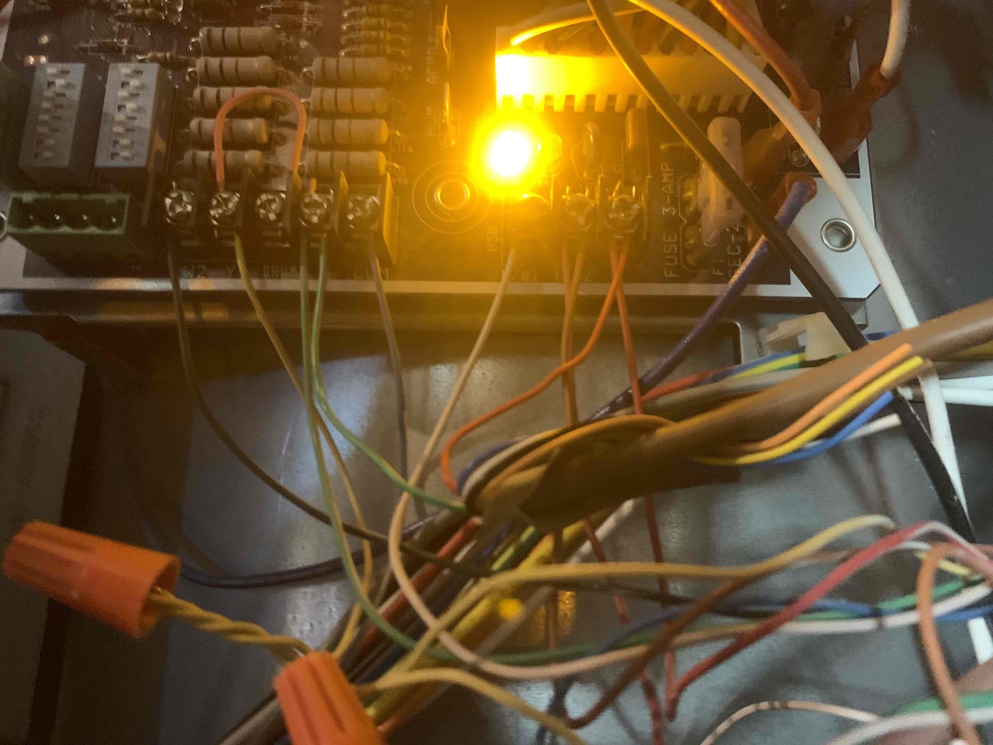 Arrived on site, for no heat. Homeowner has been in the home for two years. Homeowner stated blower motor was running Hear the gas running. I began by setting the downstairs thermostat to heat. Upon reviewing the furnace, I found it was not calling for heat on the zone board. I tested the heat directly from the zone board and the furnace completed the heat cycle without issue. I then tested heat on the upstairs thermostat and it also completed the heating cycle without issue. I then wired R and W together on the downstairs thermostat and found that the heating cycle completed without issue leading me to believe that the thermostat is not sending a signal for heating. Advise homeowner upstairs heat is working at this time and provided estimates for thermostat replacement and possible warranty. Homeowner elected to try to replace the thermostat himself and 