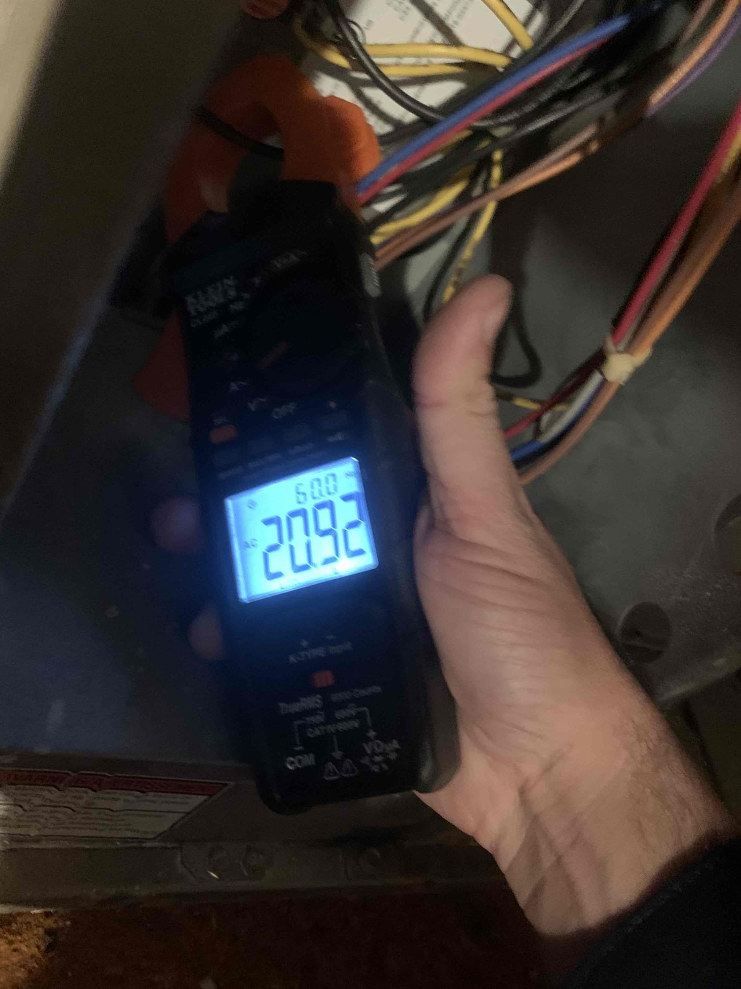 Upon arrival client stated that he turned the heat on last night and it came on for a few minutes then shut off and wouldn’t come back on. He then turned the thermostat to cool to see if the unit would come on and it did. I started by changing he thermostat over to heat mode and heard the click for heating but no fan or heat was being provided to the home. I went into the attic and tested the heat strips and no power was being applied to them or tithe fan. I jumped the R terminal to W to provide a call for her and everything came on and tested within manufacturer specifications. I then proceeded to the thermostat where I jumped R to W again to insure all wiring was good. After jumping it at the thermostat the system came on and was providing heat to the home. That indicated hat the thermostat was malfunctioning. I presented our client with my findings and he elected to have a new thermostat installed. I installed the T6 pro thermostat and tested all modes to insure proper function. Uni