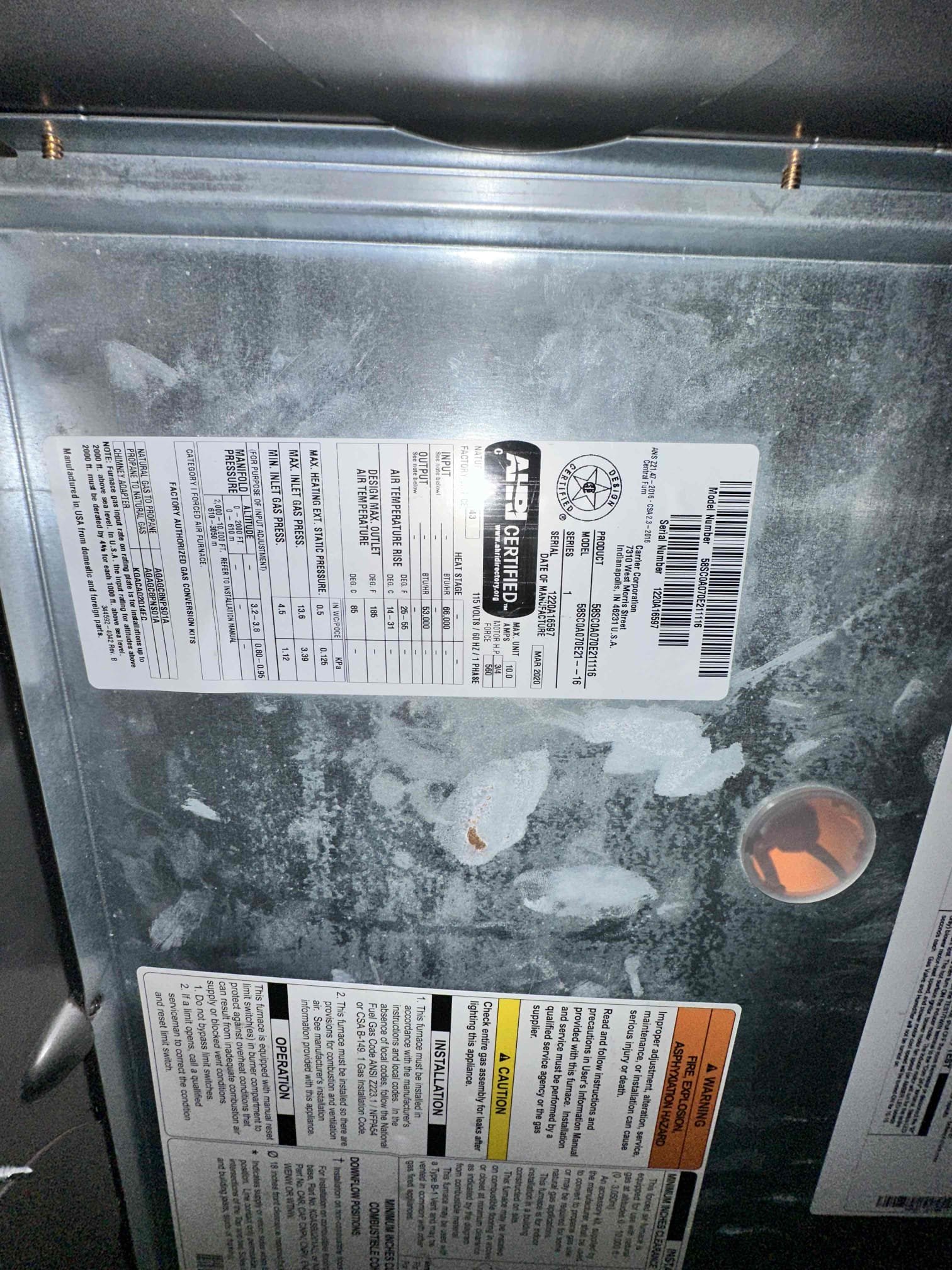 Upon arrival, I found a 2020 gas system operating normally. I began running tests and found the system not making a noise. Customer produced a video of the issue. It appears the module is failing on the X13 blower motor. Customer had the control board replaced last year. I thoroughly examined the system. I found that the system does not have enough return air, the condenser fan motor is squeaking upon start up, the capacitor on the outdoor unit is under manufacture specification, and I offered surge protectors for the indoor/outdoor units. The furnace is under warranty until 2026 and the outdoor has an expired warranty. I provided an option to address these issues. Customer would like to wait until Thursday before deciding. 