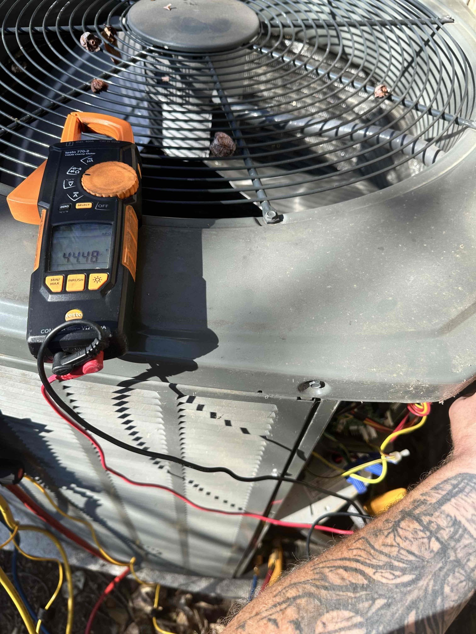 Upon arrival, I found the outdoor unit was in a hard lock out. The manager told me that they recently replaced the filter due to it being completely compacted. I reset the hard lock out and got the system running. I checked the amps, capacitor, and refrigerant. I determined that the unit had tripped 3 times on a low pressure switch. This resulted in a hard lock out on the outdoor unit. I did not have access to the indoor unit to further evaluate.