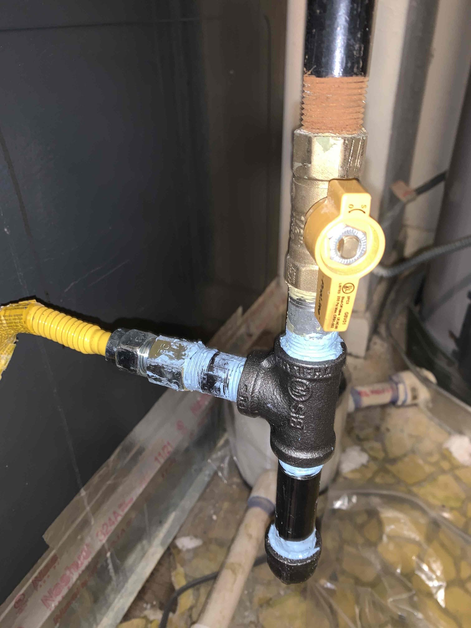 Preformed adding a sediment trap to the gas line and replaced high limit temperature safety. Tested for gas leak after adding sediment trap no leaks were detected. I tested high limit temperature safety. It tested within manufacturer specifications. Unit was back to cooling upon departure.