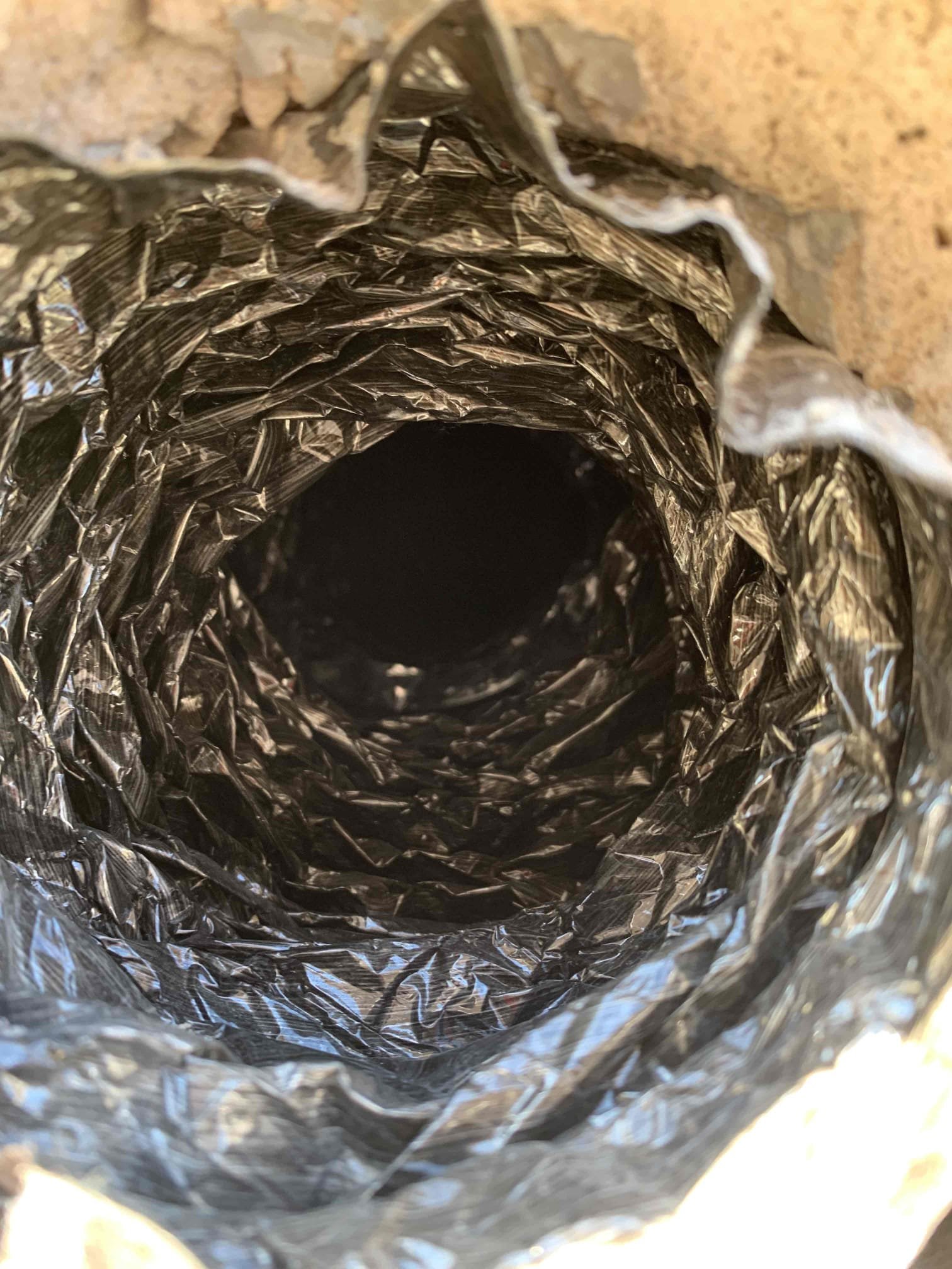 Preformed dryer vent cleaning. Presented before and after pictures.
